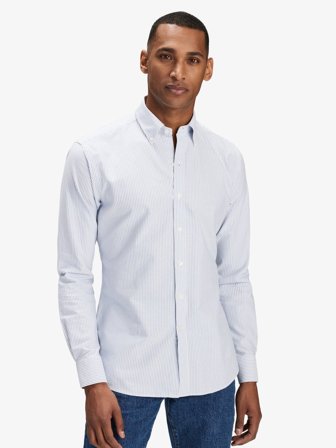 John Henric Men's Blue Striped Oxford Shirt Size 46