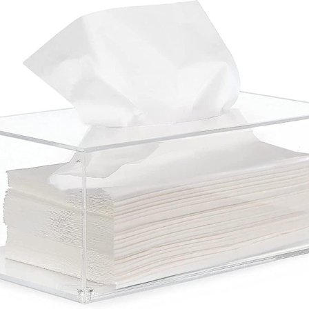 Rektangulær serviettholder i gjennomsiktig akryl