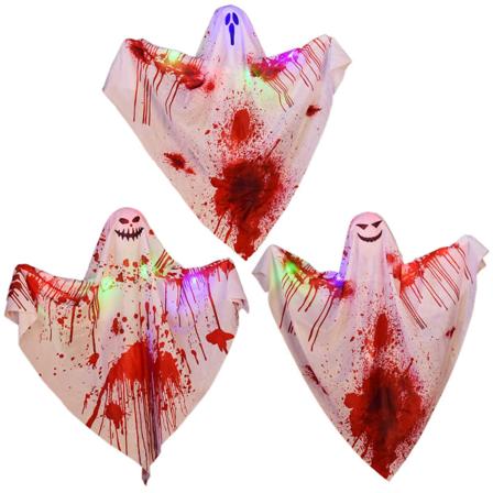 Halloween animerad spökdekoration 3 st med blod spökhus rekvisita lysande hängande prydnad Skrämmande festhänge
