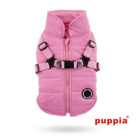 Puppia - Mountaineer II Pink - Fodrat Hundtäcke med Integrerad Sele - Hundsele