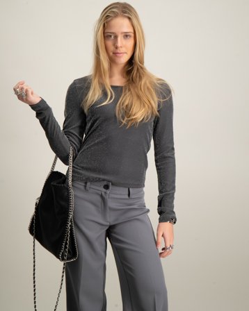 LMTD NLFRUINA LS DEEP O-NECK SHORT TOP Szary Topy i bluzki Dziewczyna - Kids Brand Store