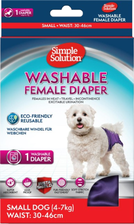 Simple Solution - Vaskbar bleie for tisper, S, Midje 30-46cm - Hund - Hundepleie & kosttilskudd - Tispetruser - ZOO.no