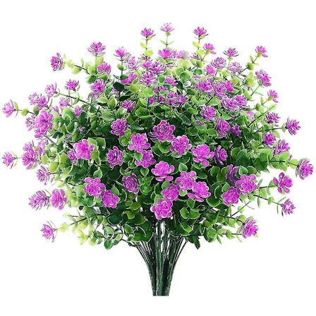 6 bundter kunstige blomster udendørs, falske blomster til dekoration, UV-bestandige (orkidé)