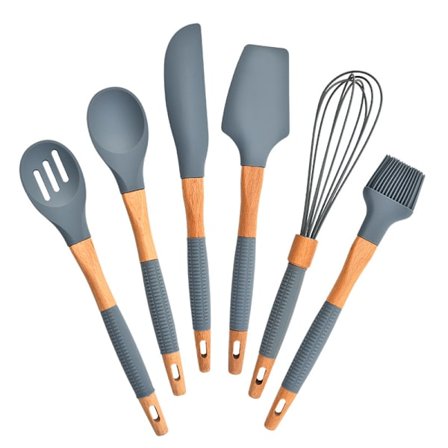 Set 6-delat set silikonspad Oljeborste Matlagningsverktyg Äggvisp Kaka Spatel Mixing Spatel Set