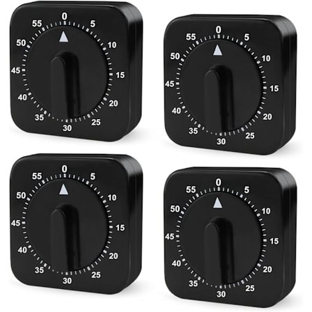 Mekanisk Køkkentimer - Analog Timer: 4-pak - 60 Minutter Mekanisk Køkken