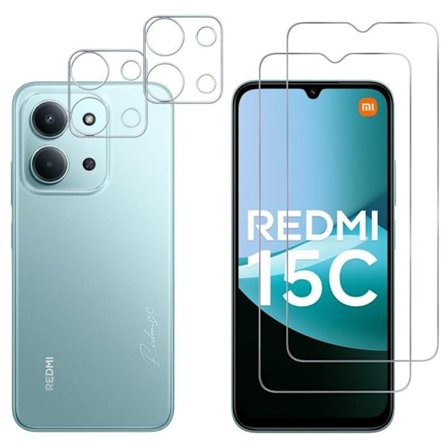 Hærdet Glas til Xiaomi Redmi 15C 4G og Kamerabeskyttelse [Pakke 2] Beskyttelsesfilm Phonillico
