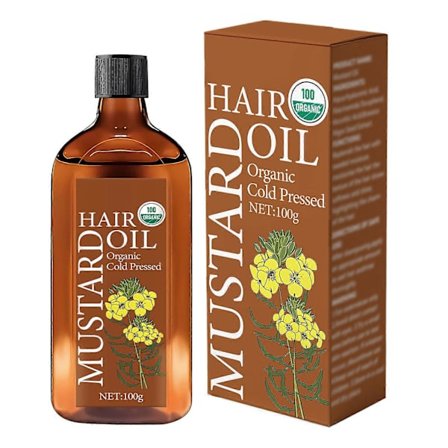 Senapsolja för Håret, Ekologisk Kallpressad Senapsolja för Hårväxt, Eliminerar Kluvna Toppar, Förebygger Håravfall, Återställer Torrt Skadat Hår
