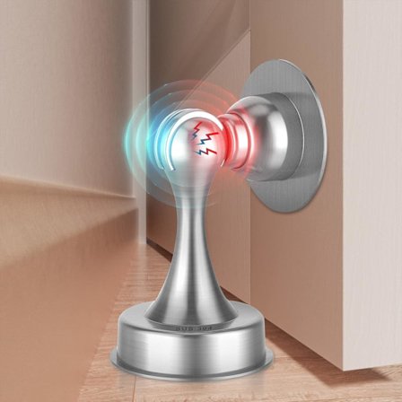 2-pak (304) Dørstopper, Magnetisk Dørstopper Dørfanger, Børstet