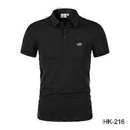 Miesten uusi kosteutta siirtävä nopeasti kuivuva yksivärinen pikeepaita brodeeratulla poolopaidalla ja poolokauluksella (L musta)