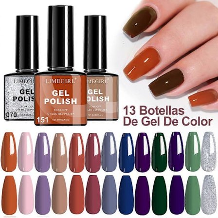 LIMEGIRL 8ML Neglegel Sæt 13 Farve Gel Neglelak Soak UV Semi-Permanent Varn Polerings Gel Sæt Negle Mat Gel Ibødsætningssæt[YJD]