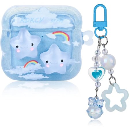 1 STK Søt Airpod 4 Deksel med Nøkkelring Kompatibel med Kawaii Stjerne AirPods 4. Generasjon Deksel for Kvinner Jente