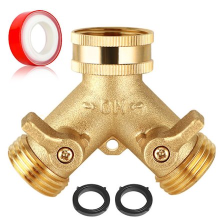 Messinkinen Y-letkuliitin 3/4 tuumaa - Puutarhaletkun jakaja Model 2