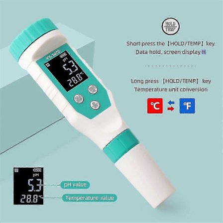 7 i 1 PH/Fritt klor/ORP/EC/TDS/Salt/Temp PH-mätare Pool Salinitetstestare IP67 Vattentät för akvarium
