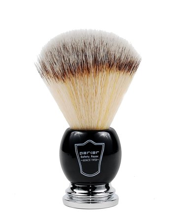 Parker Black Chrome Handle Synthetic Bristle Shave Brush - Black - ONE SIZE