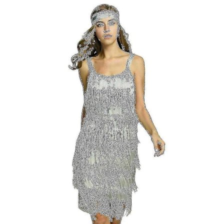 The Great Gatsby Klänning 1920-tals Fest Vintage Fransar Dam Grå Grey XXL