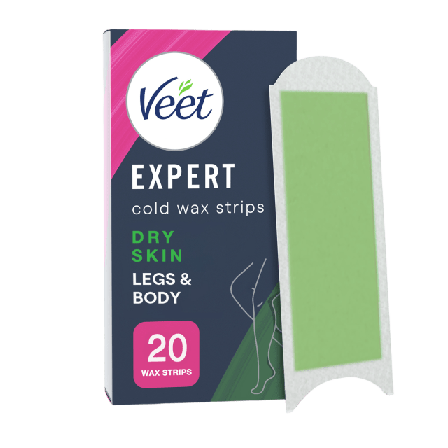 Veet Expert Cold Wax Strips Legs & Body Dry Skin Hårborttagning Unisex 20 ST