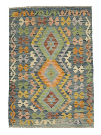 100X149 Tapis D'orient Kilim Afghan Old Style Vert Foncé/Noir (Laine, Afghanistan)