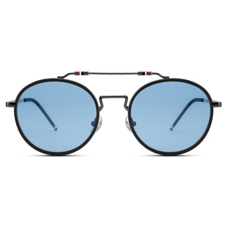 Occasus | Round Blue Double Bridge Polarised Sunglasses for Men