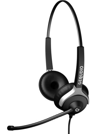 GEQUDIO Headset 2-Ohr für Yealink,Snom,Grandstream mit Kabel
