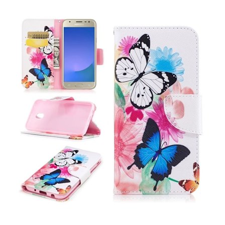 Samsung Galaxy J3 (2017) Etui med magnetlås – Sommerfugler og blomster