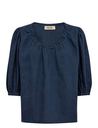 MOS MOSH Mmtaissa Linen Blouse - Navy - L