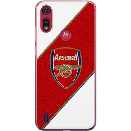 Kompatibelt Mobilskal till Motorola Motorola Moto E6s (2020) Moschino Toy teddybjörn med enkel tecknad design, brun björn med vit tröja och tydlig