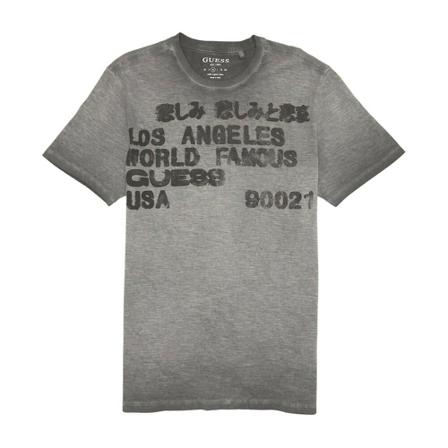 Guess Tee Shirt Printé , Grijs , Heren , Maat: S