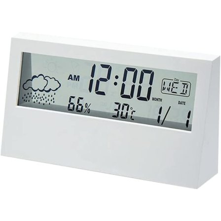 Innendørs digital klokke termometer vekkerklokke LCD ukedag enkel å lese kalenderpåminnelser hjemme værvarsling