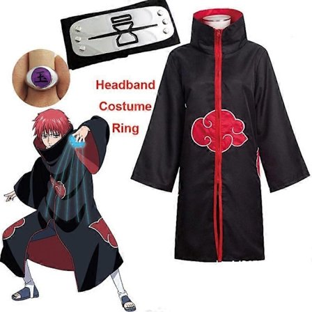 Harajuku Cosplay Uchiha Itachi Cosplay-asu - Pääpanta, kaulakoru, sormus, Kunai, Deida Rafei, Halloween-asu, pojat ja tytöt, Pain-viitta - Täydellinen