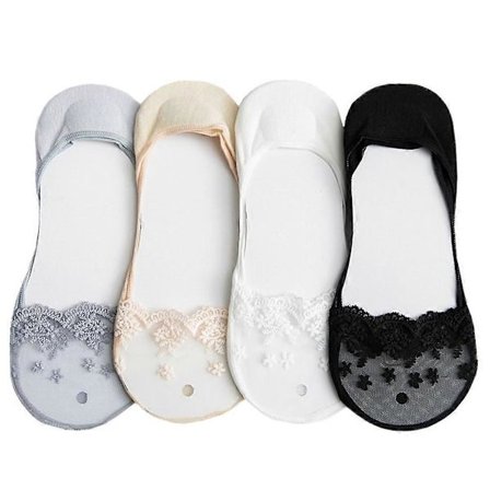 Dame Bomullsokker Usynlige Foringsstrømper Blonde Sommerbruk 4 Par (LGL) Assortert Farge