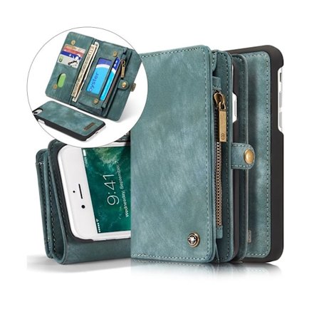 CASEME iPhone 7 / 8 Haljasnahka Kotelo Läpällä - Sininen