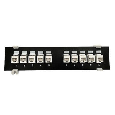 10-ports Cat6 Oskärmad Patchpanel Rackmonterad 10 X Gigabit Rj-45 Ethernetportar