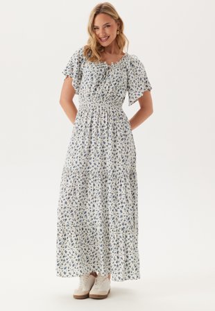 Happy Holly - Smock Maxi Viscose Dress - Blue/Patterned - Kläder - - Bubbleroom