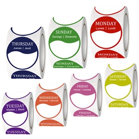 Dag Märke Etiketter Måndag till Söndag Etiketter Dag Mat Datum