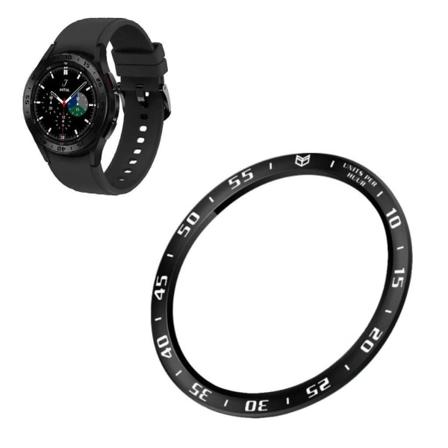 Samsung Galaxy Watch 4 Classic (46mm) tidsskala stil rustfrit stål bezel ring - Sort / Hvid Black