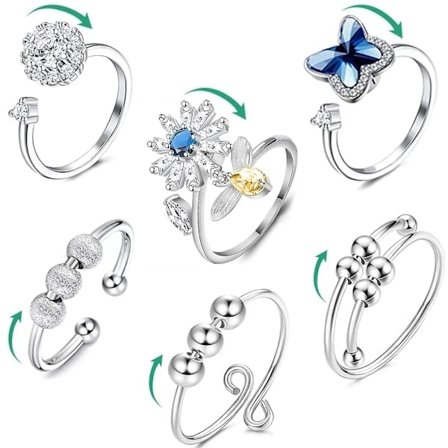 Ångestlindrande Justerbart Ringset Justerbar Ring Dam Pärlring