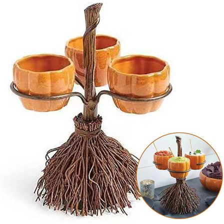 6 Pumpkin Bowl Stativ Broom Pumpa Snack Tallrikar Rack