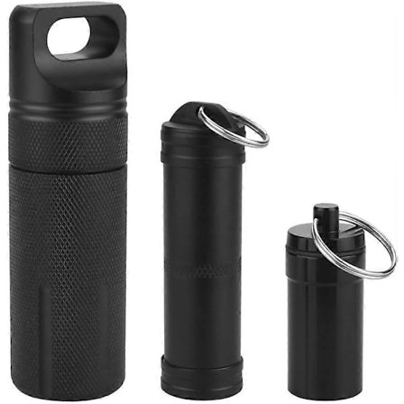 3 stk. Pilleæske Nøglering Rejse Pilleboks Nøglering Vandafvisende Matchæske Batteriholder Udendørs Overlevelsesopbevaring Metalbeholder Tørboks