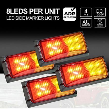 10-30v 8 Led Bärnstensfärgad Och Röd Sidomarkeringslampa