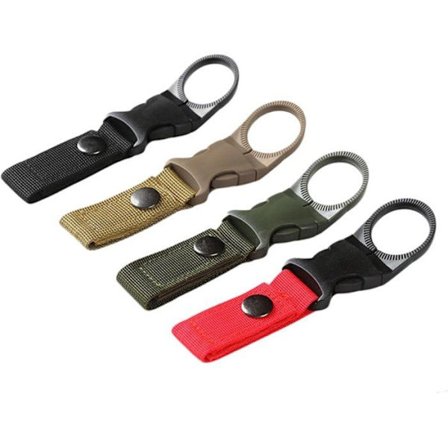 4-delt flaskeholder sett - hoftebelte - vannflaske klips - drikkebelte i nylon - karabinkrok - etikett