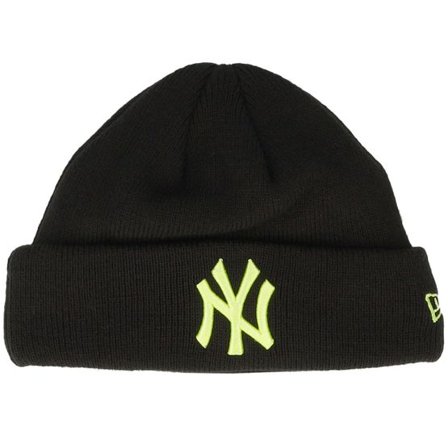New Era - MLB Svart cuff Beanie - Kids New York Yankees League Essential Beanie Black/Lime Cuff @ Hatstore