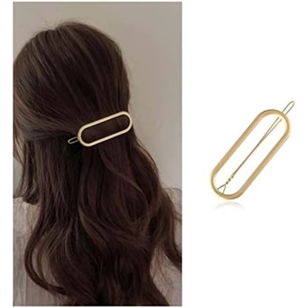 7,9x2,8 cm Minimalistisk Oval Hårclips Hårnål Guld Oval Cirkel Hårclips Metall Geometrisk Hårnål Barrette Fransk Hästsvans