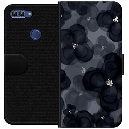 Yhteensopiva Lompakkokotelo Huawei Huawei P smart Abstrakti tummanvärisellä kukkakuviolla, jossa on elegantti ja dramaattinen tunnelma