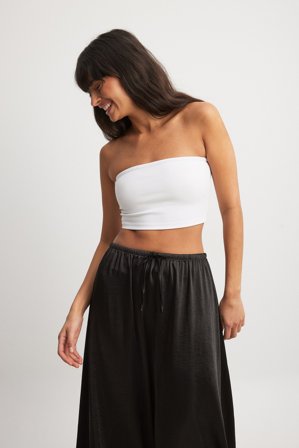 NA-KD Basic Cropped Tube Top - Sommer toppe - Hvid - XXL