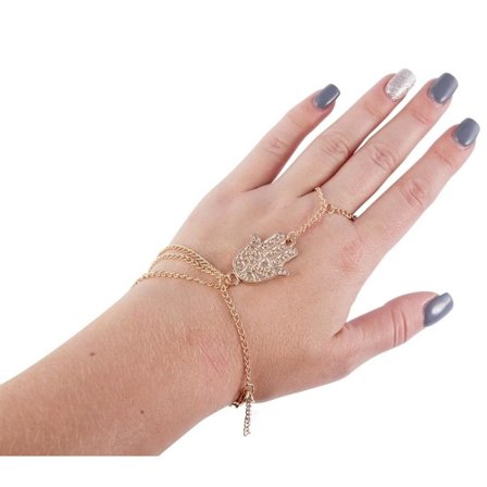 2i1 Guld Handsmycke - Armband & Ring - Fatimas Hand/Hamsa