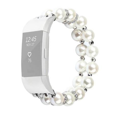 Fitbit Charge 4 / 3 snyggt klockarmband med två rader pärlor - Silver
