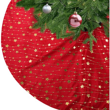 1 stk Juletre Skjørt Fløyel Jul Tre Skjørt med Gullstjerne Juletre Matte Teppe Gulv (rød 78cm)
