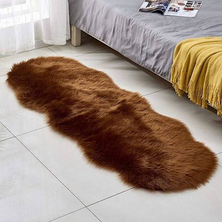 Imiteret Pels Tæppe - Shaggy Fåreskind Fluffy Tæppe Kunst Tæpper Chic Gulvtæppe Soveværelse Stue Dekoration