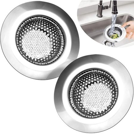 2 stk kjøkkenvask sil, 7cm rustfritt stål vask sil
