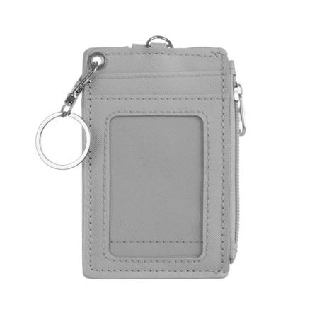 PU skinn kortholder kredittkortholder myntpung lommebok nøkkelring grå grey app. 11.8x7.5cm/4.65x2.95''